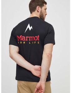 Marmot sportos póló Marmot For Life fekete, nyomott mintás