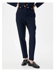 Koton Fabric Trousers High Waist Crop Leg Epaulettes