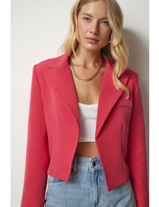 Happiness İstanbul Women's Pink Double Breasted Lapel Blazer Jacket
