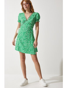 Happiness İstanbul Women's Green Patterned Viscose Woven Dress