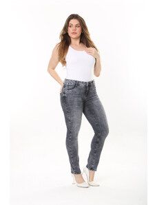 Şans Women's Plus Size Anthracite Lycra 5-Pocket Jeans