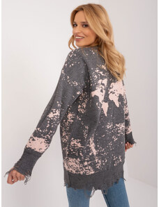 Fashionhunters Dark gray oversize sweater with print