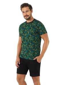 Italian Fashion Chill rövid férfi pizsama, fekete-zöld