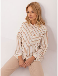 Fashionhunters Casual shirt with cream and camel stripes
