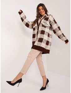 Fashionhunters Brown-beige women's sweater with buttons