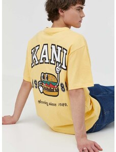 Karl Kani pamut póló sárga, férfi, nyomott mintás
