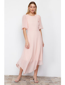 Trendyol Powder A-line Asymmetrical Skirt Chiffon Lined Midi Woven Dress