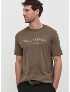 Marc O'Polo pamut póló barna, férfi, nyomott mintás