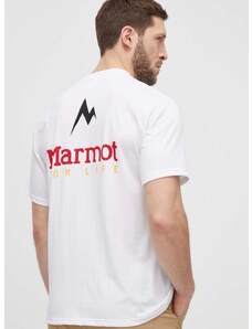 Marmot sportos póló Marmot For Life fehér, nyomott mintás