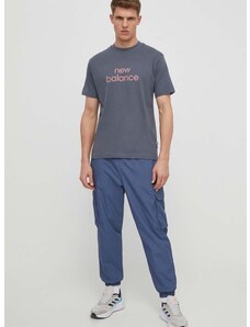 New Balance pamut póló szürke, férfi, nyomott mintás, MT41582GT