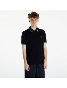 Férfi póló FRED PERRY Twin Tipped Fred Perry Shirt Black/ Ice Cream/ Cyber Blue