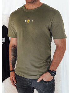 BASIC Sötét khaki színű póló apró felirattal RX5462