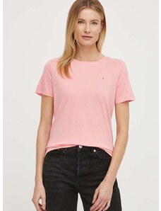 Tommy Jeans pamut póló női, rózsaszín
