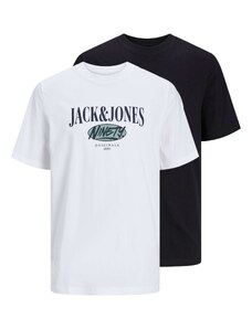 JACK & JONES Póló 'Cobin' kék / púder / fekete / fehér