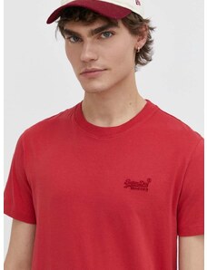 Superdry pamut póló piros, férfi, nyomott mintás