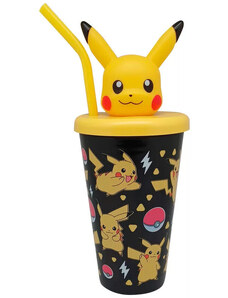 Pokémon szívószálas pohár Pikachu 3D 443ml