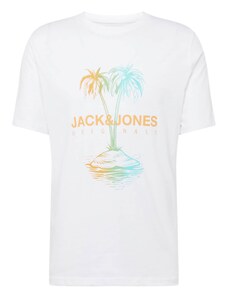JACK & JONES Póló 'LAFAYETTE' vízszín / narancs / fehér