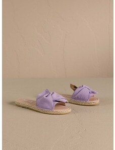 Manebi papucs velúrból Hamptons Sandals With Knot lila, női, W 1.3 JK