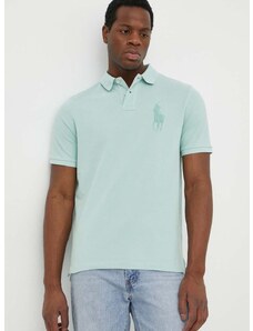 Polo Ralph Lauren pamut póló türkiz, nyomott mintás