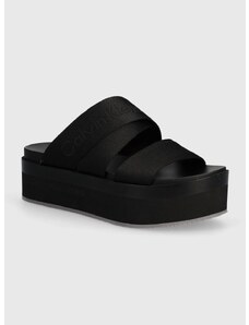 Calvin Klein Jeans papucs FLATFORM SANDAL WEBBING IN MR fekete, női, platformos, YW0YW01361