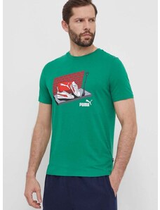 Puma pamut póló zöld, férfi, nyomott mintás, 680175