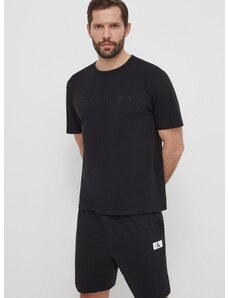 Calvin Klein Underwear póló otthoni viseletre fekete, nyomott mintás