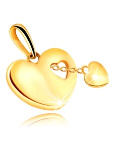 Ekszer Eshop - 14K arany medál egy szív alakú kontúrral – kicsi szív egy láncon S1GG235.01