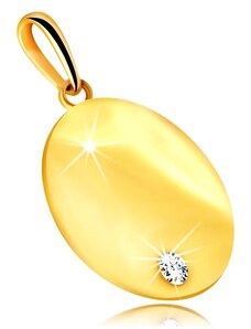 Ekszer Eshop - Medál 585 sárga aranyból – kerek lapos tábla, csillogó átlátszó cirkónia S1GG236.22