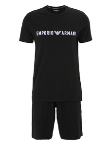 Emporio Armani Rövid pizsama királykék / fekete / fehér