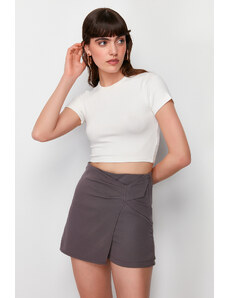Trendyol Anthracite Knot Detailed Woven Short Skirt