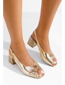 Zapatos Amary v3 aranyszínü vastag sarkú szandál