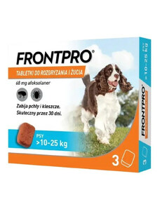 Tabletták FRONTPRO 612473 15 g 3 x 68 mg Legfeljebb >10-25 kg-os kutyák számára alkalmas