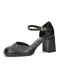 Marco Tozzi női kényelmes magassarkú cipő - fekete
