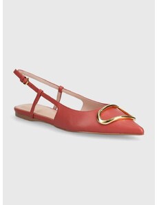 Coccinelle bőr balerina cipő piros, nyitott sarokkal, QSD 21 02 01 R56