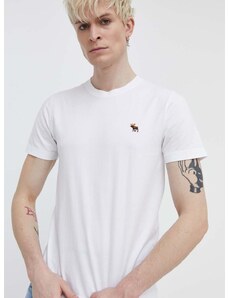 Abercrombie & Fitch pamut póló fehér, férfi, sima