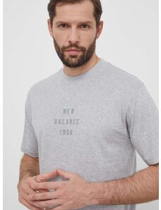 New Balance pamut póló szürke, férfi, nyomott mintás, MT41519AG