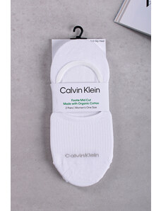 Calvin Klein Női fehér balerina zokni Footie Mid-Cut Rib - dupla csomagolás