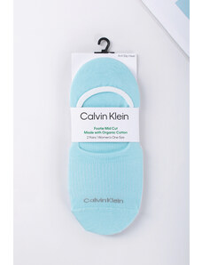 Calvin Klein Női kék-fehér balerina zokni Footie Mid-Cut Rib - dupla csomagolás