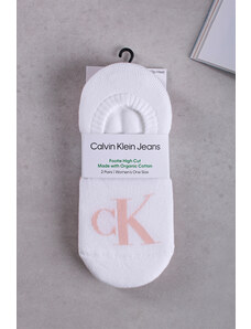 Calvin Klein Női rózsaszín-fehér balerina zokni Footie High-Cut Logo - dupla csomagolás