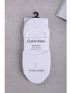 Calvin Klein Női fehér balerina zokni Footie Mid-Cut - dupla csomagolás