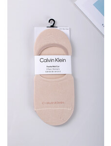 Calvin Klein Női bézs balerina zokni Footie Mid-Cut - dupla csomagolás