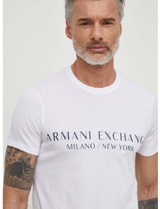 Armani Exchange t-shirt fehér, férfi, nyomott mintás