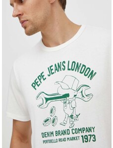 Pepe Jeans pamut póló fehér, férfi, nyomott mintás