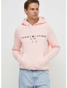 Tommy Hilfiger felső rózsaszín, férfi, nyomott mintás, kapucnis