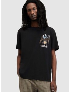 AllSaints pamut póló EAGLE MOUNTAIN SS CR fekete, férfi, nyomott mintás, MG521Z