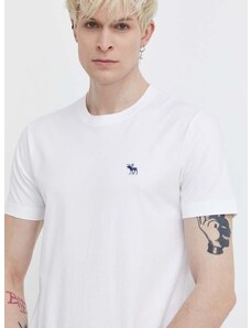 Abercrombie & Fitch pamut póló fehér, férfi, sima