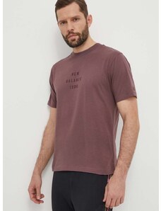 New Balance pamut póló lila, férfi, nyomott mintás, MT41519LIE