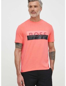 Boss Green t-shirt rózsaszín, férfi, nyomott mintás