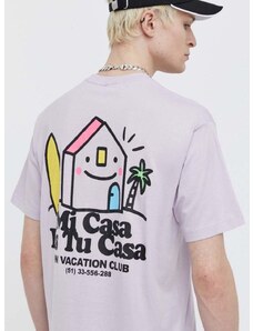 On Vacation pamut póló Mi Casa lila, nyomott mintás, OVC T149