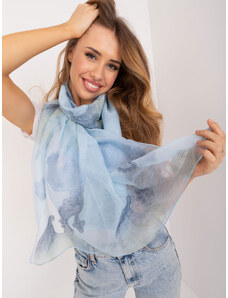 Fashionhunters Light blue long women's scarf with patterns